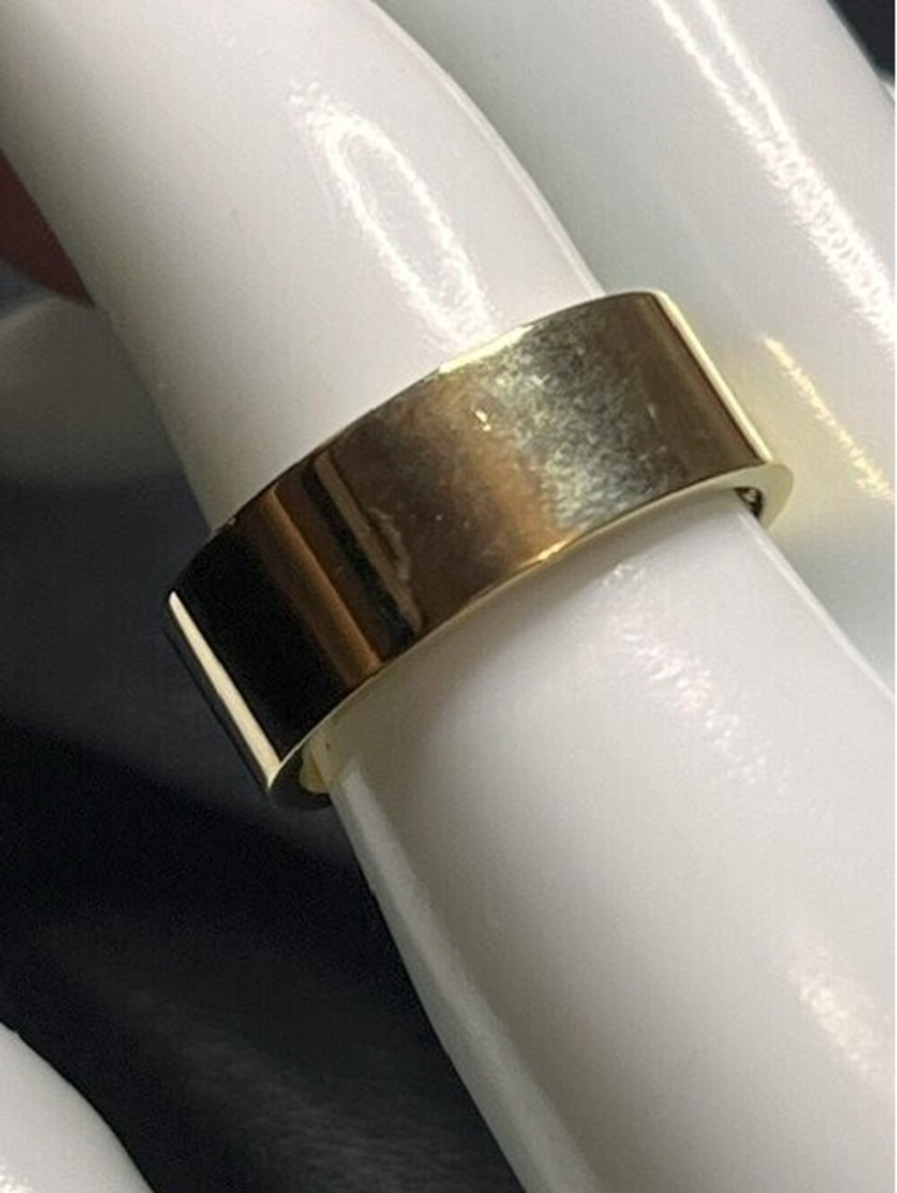 B5858 VITALY grip Wide Band Ring steel Gold Tone Polished comfort Wedding sz 9
